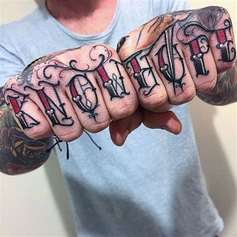 knuckle tattoo phrases|Best Knuckle Tattoo Ideas